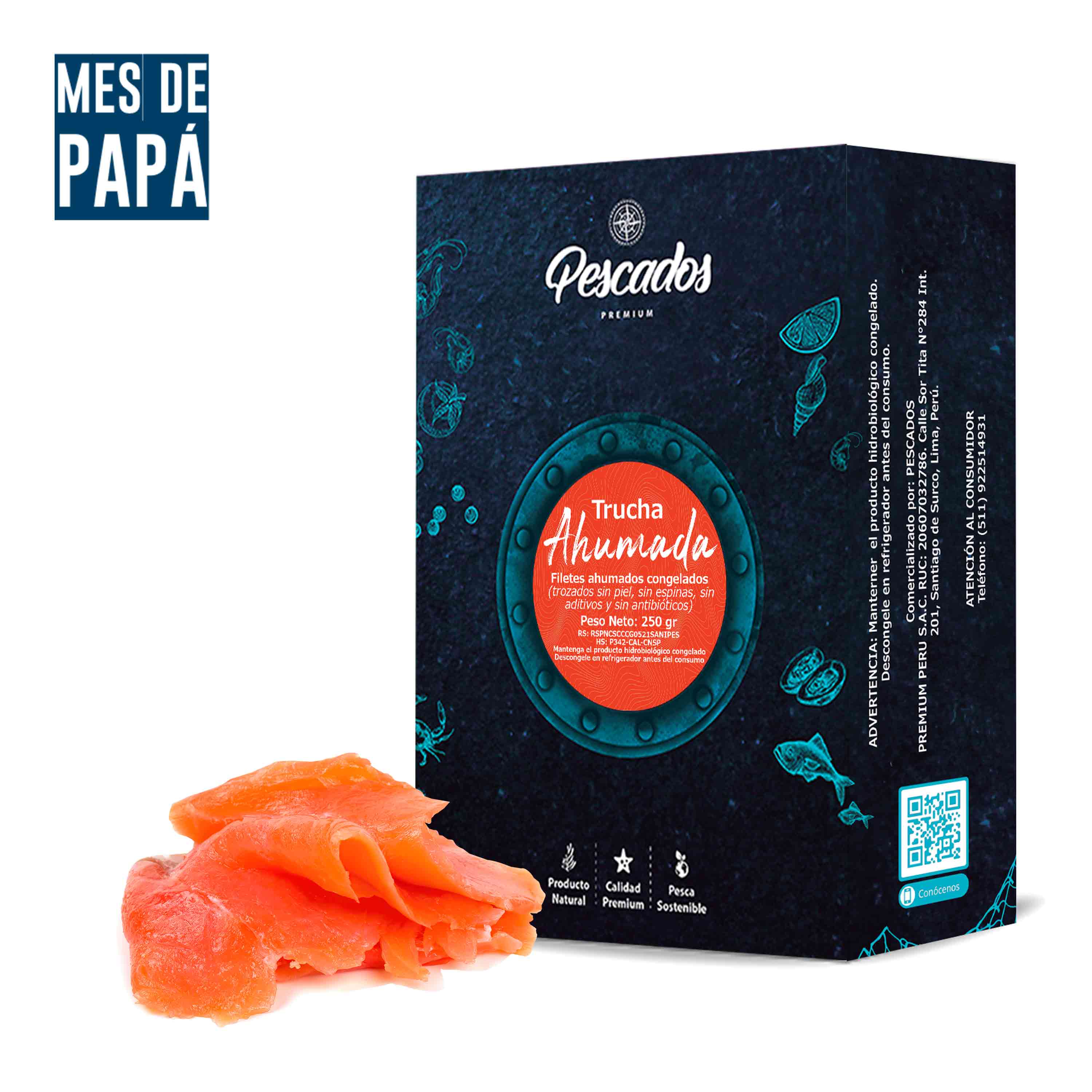 Trucha ahumada filetes trozados congelados (250 gr)